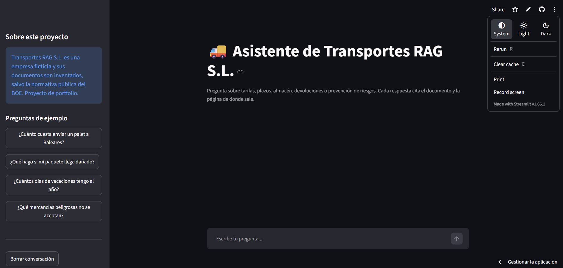 Asistente RAG · Transportes RAG